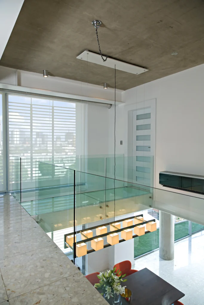 glass staircases, custom glass features